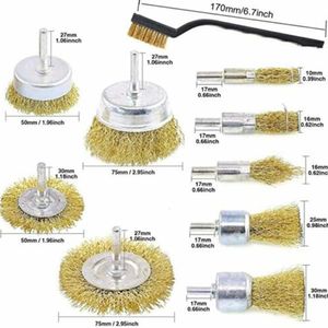 ブラシ10pcs/set真鍮ワイヤーホイールドリルロータリーツール彫刻家グラインダー研磨金属さび除去セット230414