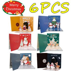 Greeting Cards 61PC 3D Greeting Cards With Envelope Friend Family Blessing Postcard For Birthday Year Christmas Gifts Xmas Decoration 231113