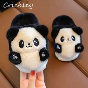 Slipper Winter Cute Panda Children Indoor Shoes Plush Warm Cartoon Girls Boys Slippers 2023 Soft Bottom Room Child Kids SlippersL231114