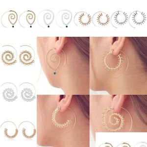 Hoop Huggie Neues Design Legierungs-Spiralen-Herz-Vortex-Ohrringe Übertriebener Zahnrad-Bolzen für Frauen-Ohr-Schmuck Sier-Goldfarben-Tropfen Dhgarden Dhvin