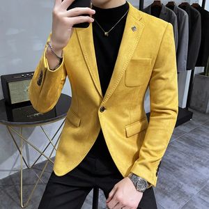 Mäns kostymer blazers hombre kostym skinnjacka män terno masculino män klädhjortskinn skinnjacka blazer män avslappnad smal blazer 6 färg 231113