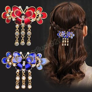 Moda cristallo strass fermaglio per capelli barrette farfalla nappa forcine per donne ragazze coda di cavallo clip accessori per capelli