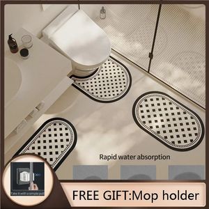 Bath Mats Bath Mats Bathroom Anti Slip Mat Anti Slip Bottom Absorbent Bathroom Carpet U-shaped Toilet Mat Quick-drying Footpad Bath Rug 231113