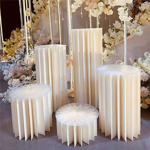 Parti dekorasyon düğün sahne sahne origami yuvarlak sütun kek tatlı masası katlanır roman sütun süsleri yol düzenleme dekor
