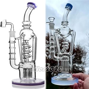 12.5 inchs Percolator Water Bongs Hookahs Smoking Pipe Oil Burner Unique Bong Freezable Coil Recycler Dab Rig