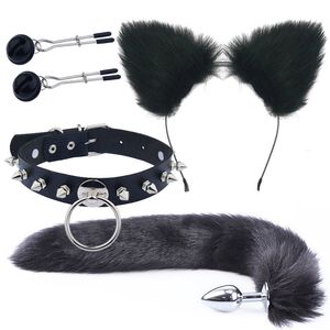 BDSM Sex Toy Erotic Accessory of Hairpin Fox Tail Anal Plug Butt Plug för Fetish Cosplay Party Vuxna spel