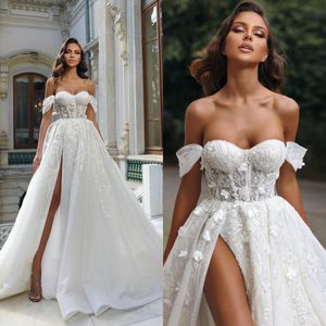 Boho Beach 2023 Suknie ślubne koronkowe sukienki ślubne seksowne z ramion Vestidos Raby de Soiree for Bride