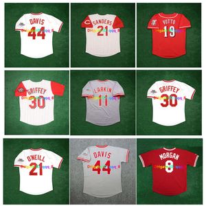 Sl Eric Davis Deion Sanders Ken Griffey Sr. 1990 Dünya Serisi Kırmızılar Beyzbol Forması Pete Rose Joey Votto Bench Chris Sabo Paul O'Neill