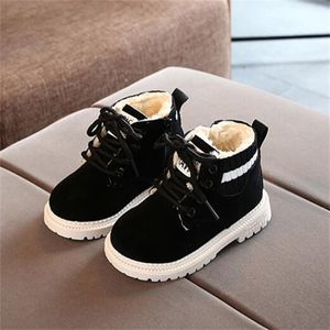 New winter products children's snow boots boys plus cotton Martin boots girls retro single boots soft-soled cotton shoes