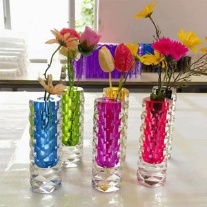 Vase 3D Rhombus Acrylic Case Ins Creative Simple EuropeanGlass Bubble Flower Arfference Hydroponic Decorive Centerpiece Vase 231113