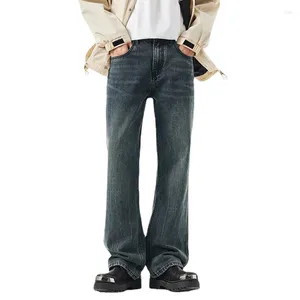 Herr jeans europeiska och amerikansk stil high street retro löst passande hösten vinter bred ben blossade byxor män
