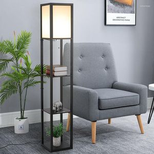 Floor Lamps Nordic LED Shelf Lamp Wooden Storage Modern Standing Lighting For Bedroom Living Study Reading Room Home Illuminate Office