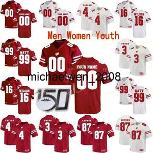 Mich28 kbshopMaglie college NCAA Wisconsin Badgers 17 Andrew Van Ginkel 14 Nakia Watson 84 Jake Ferguson 56 Zack Baun Calcio personalizzato cucito