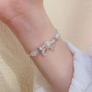 Link Bracelets Fashion Gray Moonstone Star Moon Bracelet For Women Temperament Bead Niche Personality Sweet Gift Jewelry