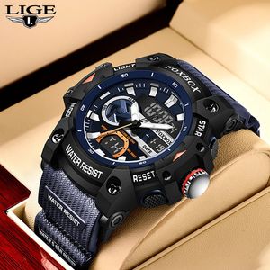 Wristwatches LIGE Brand Watches For Men Silicone Strap Chronograph Digital Quartz Fashion Luminous Waterproof Clock 231114