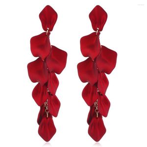 Dangle Earrings 2023 Arrival Vintage Women Sexy Rose Petal Long Tassel Female Korean Jewelry Red