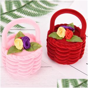 Scatole per gioielli Scatola portaoggetti per espositore per orecchini Design per cesto di fiori rosa Custodia per anello per dito femminile Organizzatore Drop Delivery Pa Dhgarden Dhzcb