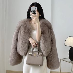 Women's Down Parkas ANNSIRGRA Winter 100% Genuine Natural Whole Skin Fox Fur Coat For Women V-neck Short Jacket Luxury Outerwear High-end 231113