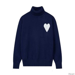 Amiparis tröja hög krage är jag paris jumper vinter tjock turtleneck coeur broderade a-ord hjärta kärlek stickad svett kvinnor män amisweater amis 8cci