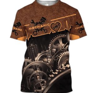 Herren T-Shirts Männer T-Shirt Vintage T-Shirt Sommerkleidung Personalisierter Name Mechaniker 3D-Druck Oberteile Straße Lässig Sport Übergroß Pullove 230414