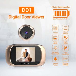 2.8 Inch Night Vision Visual Doorbell with Built-in Memory Camera for Taking Photos Circulating Storage Digital Electronic Cat Eyes DD1