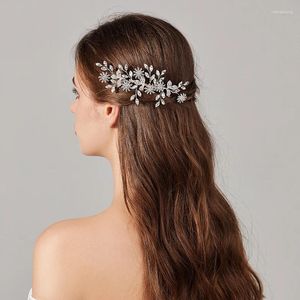 Hair Clips Wedding Comb Bridal Piece Accessories Silver Color Rhinestone Women Girls Headpiece Jewelry