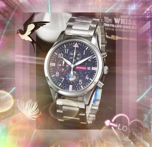 Пара кварцевых модных мужских часов 41 мм с автоматической датой, полнофункциональные импортные хрустальные зеркальные браслеты-цепочки, элегантные суб-циферблаты, рабочие наручные часы, рождественские подарки