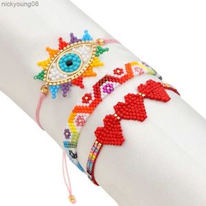 Pulseira Yastyt Miyuki com miçangas para mulheres joias feitas à mão joias de amizade coração dos namorados pulseira olho turco verão praiaL231114