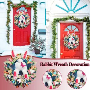Decorative Flowers Baby Wreath Easter BuWith Ears Cartoon Shape Cute Decoration Outdoor Winter Heart Wire
