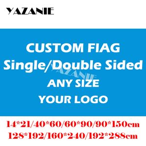 Bannerflaggor Yazanie 60*90cm/90*150cm/120*180 cm/160*240 cm Design Anpassad flagga Stora företag Sport Flying Customize and Banners 230414