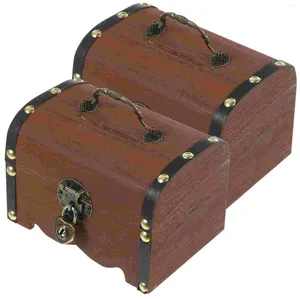 Smycken påsar Treasure Lock Vintage Container träknippa bank kreativa föremål Holder Pirate