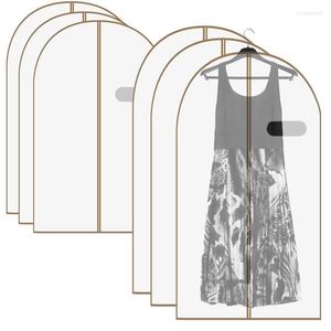 Storage Bags Clothes Hanging Cover Non-woven Fabrics Garment Bag With Zipper In Middle 6Pcs Cloth For Long Dresses Suit