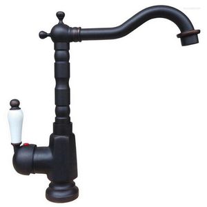 Kitchen Faucets Black Oil Rubbed Bronze Wet Bar Bathroom Vessel Sink Faucet Mixer Tap Single Hole Swivel Spout One Handle Mnf335