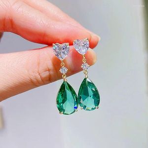 Brincos de argola na moda ouro cor verde azul waterdrop vintage simples cristal para mulheres gota festa jóias presente atacado