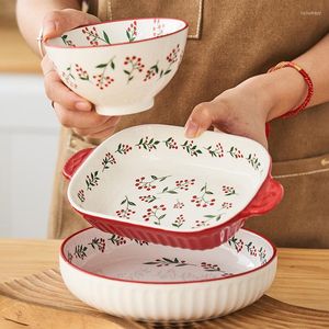 Plates Ceramic Cranberry Dinner Plate Ovenware Backing Pasta Bowl Rice Juice Milk Mug Oven-safe Soup Dish