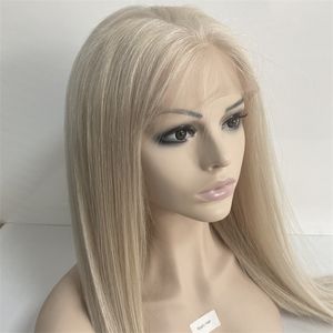 Европейская девственная человеческие волосы 60# платиновая блондинка цвет 150% плотность шелковистые прямые 28 дюймов в длину