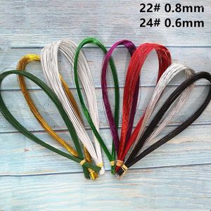 Decorative Flowers 100pcs/lot 22# 24# 80cm Length DIY Nylon Stocking Flower Iron Wires Floral Wire Wreaths Material Accessory