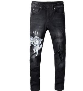 Designer Jeans Men's White Black Rock Vintage Pants Biker Pants Men's Pants Ripped broderi storlekar 28-40 TOPP