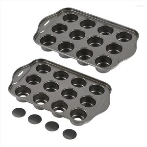 Baking Tools (5 In A Dozen)2 Pack Mini Muffin Cheesecake Pan With Removable Bottom 12 Cavity Nonstick Cupcake