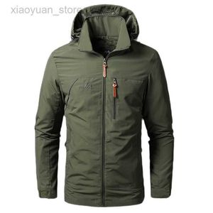 Faux Leather Men's Jackets Waterproof Military Hooded Jacket Windbreaker Outdoor Camping Sports Elastic Coat Male Clothing Thin Overcoat