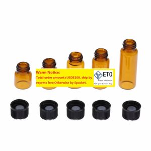 Essential Oil Glass bottles 1ml 2ml 3ml vegetable oil Essence Storing Aromatherapy black Cap Perfume Amber Vial