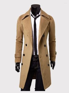 Men's Trench Coats Men's Autumn And Winter Coat Long Double-breasted Wool Slim Jacket