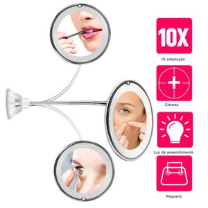 Kompakta speglar 1 st 360 Rotation Mirror LED Light Sug Cup Dusch rakning Make Up 10x förstoringsspegel sugkoppdusch Make Up Mirror 231113