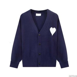 Maglione Amis AM I Cardigan Designer Amiparis Maglia Uomo Donna Frence Felpa con cappuccio Maglione Big Coeur Heart Love Jacquard 2024 Primavera Casual Streetwear 2JGN