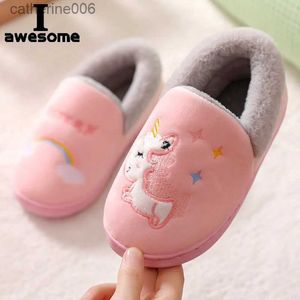 Chinelo novas crianças chinelos para a criança meninos sapatos internos do bebê menina slides de pele algodão flip flop quente inverno casa crianças slipperl231114