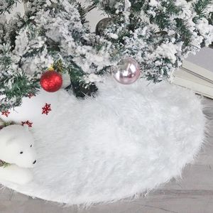 Christmas Decorations White Plush Tree Skirt Year 2024 Ornaments Faux Fur Carpet Home Bedroom Decoration Navidad 2023 Xmas Noel Gifts