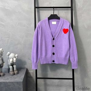 Amis Amiparis Кардиган Свитер Жаккардовый сердце Coeur Love Sweat Am i Paris Повседневный мужской женский вязаный джемпер с капюшоном 2023 Зимняя мода Amishirt 9r51