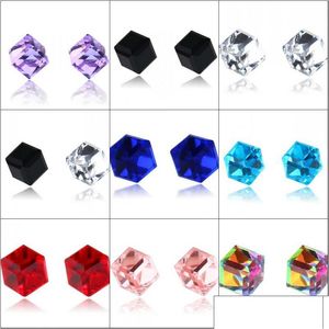 Stud Slimming Earrings Zircon Cube Magnetic For Women Men Water Shape Health Lose Weight Ear Jewelry Drop Delivery Dhgarden Dholg