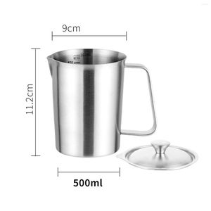 Cups Saucers Stainless Steel Espresso Milk Frothing Pitcher Latte Art Jug Tool With Lids Coffee Frother Cup For Cafe Bar
