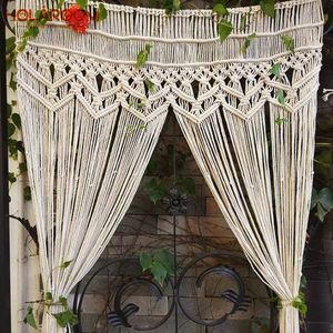 Ren gardiner Beige String Cotton Line Curtain Bohemian Wave Macrame Window Blind Valance Room Divider Door Home Decorations Cortinas 230413